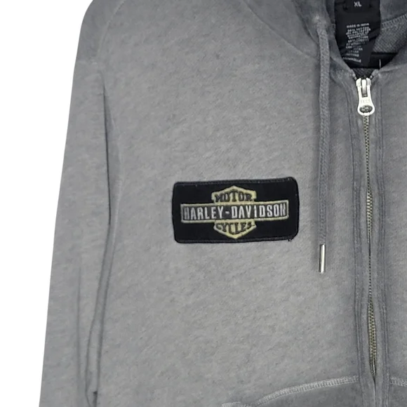 Harley Davidson Womens Embroidered Eagle Zippered Hooded Jacket Size XL - Picture 4 of 8